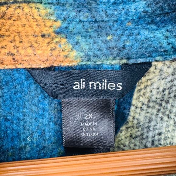 Ali Miles Abstract Print Button Front Bell Sleeve Jacket Boho Artsy Coat Size 2X - Picture 4 of 7